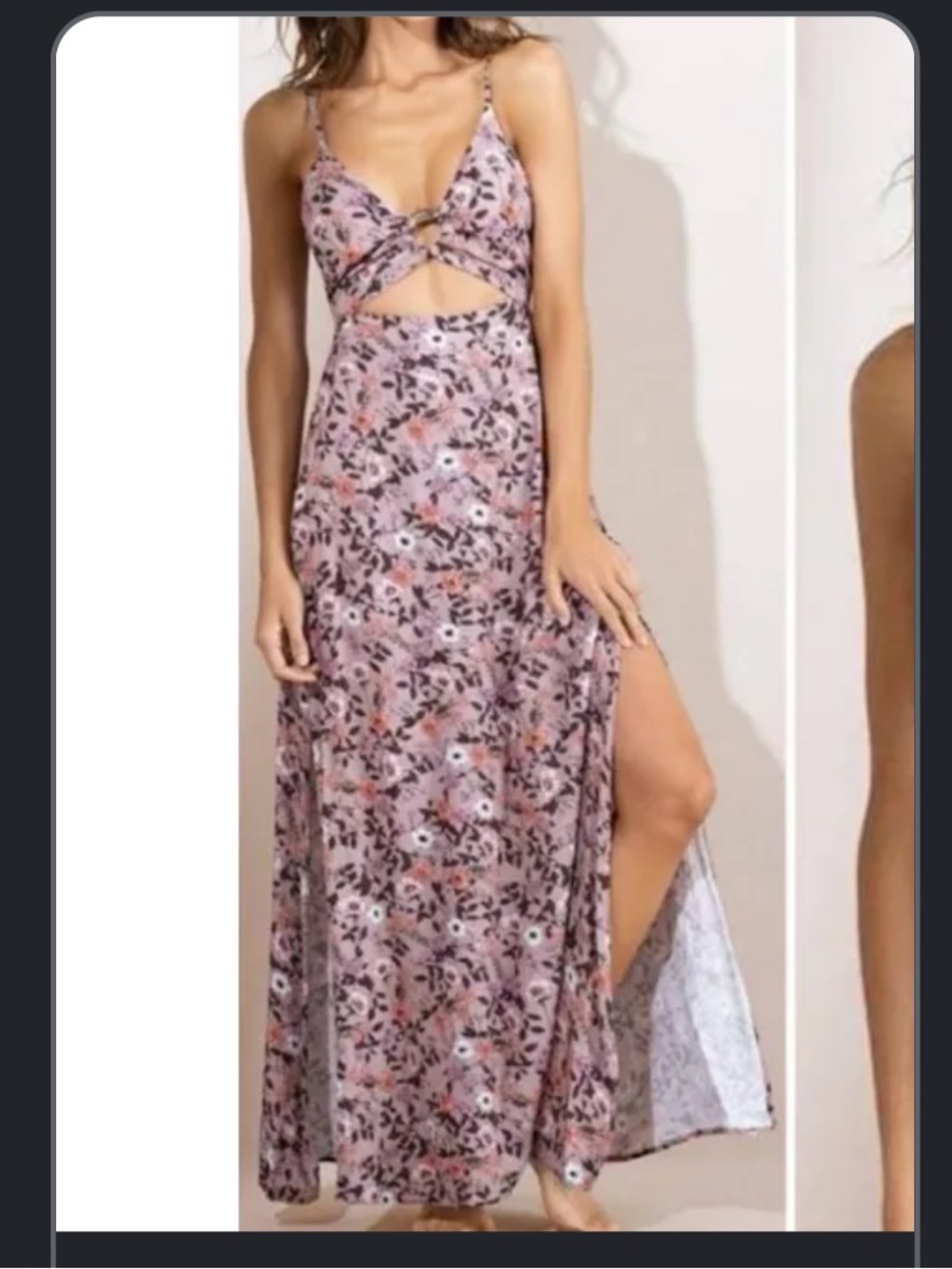 Maaji Pink Floral Cutout Maxi Dress with Side Slit